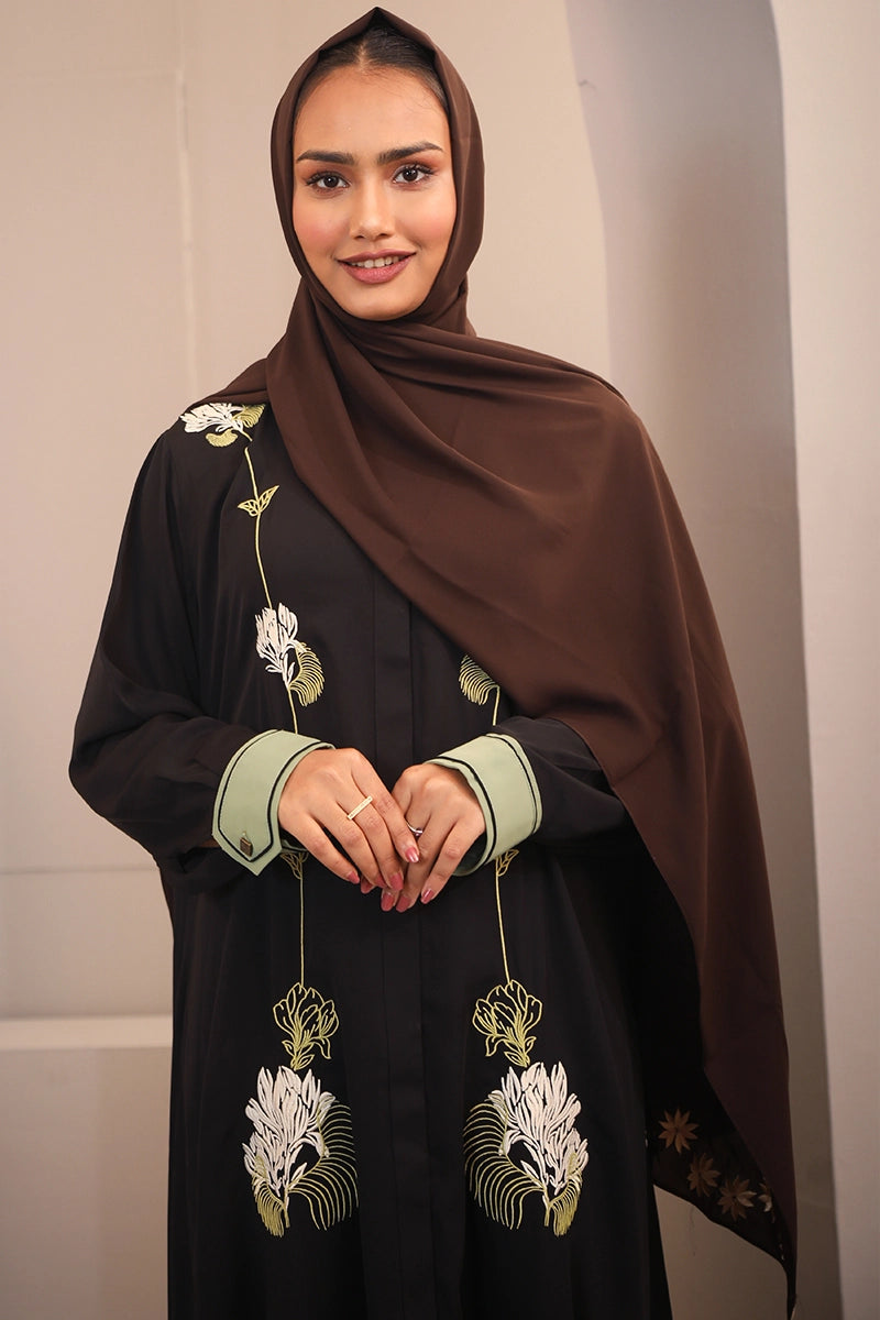 Hiba Black Cherry Georgette Abaya Women 0224 000251