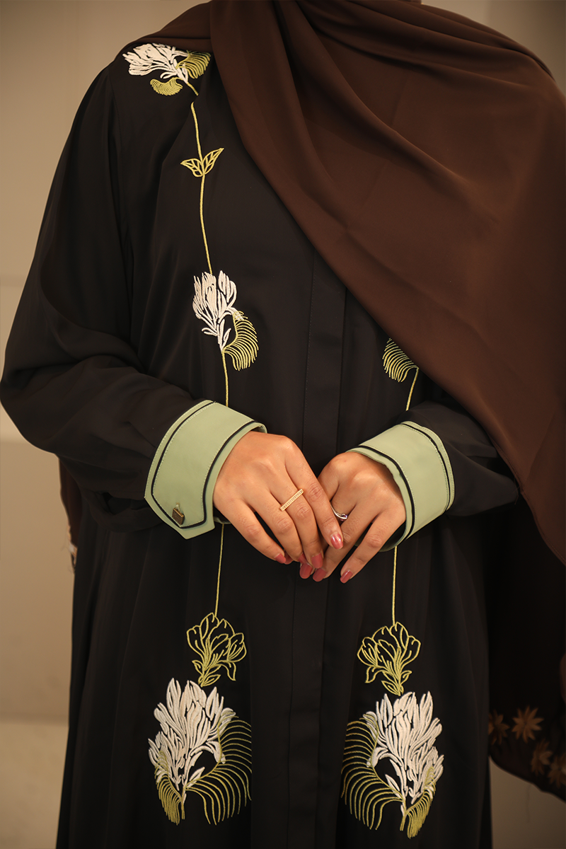 Hiba Black Cherry Georgette Abaya Women 0224 000251 - showstopperbd.com