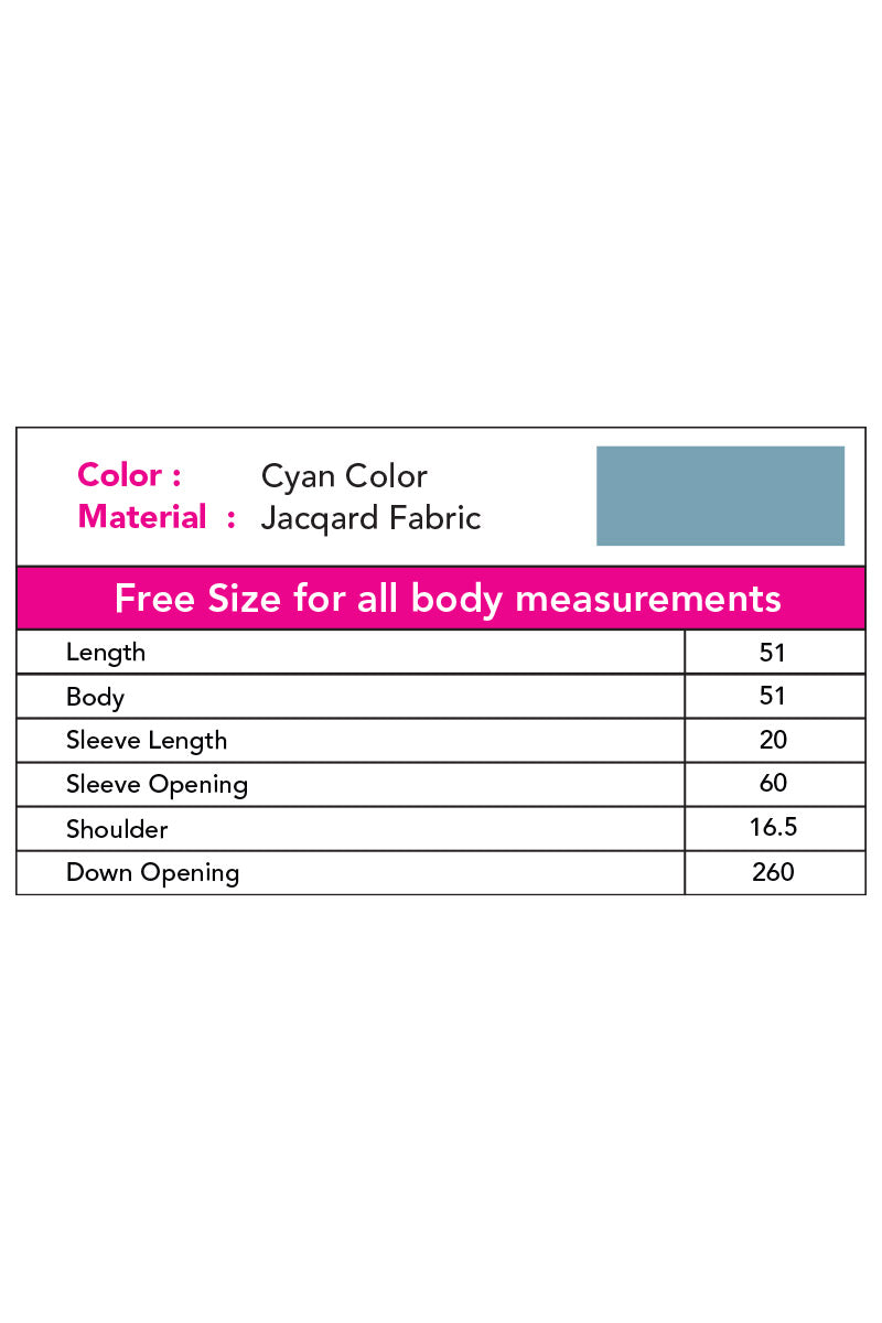 Hiba Cyan color Jacquard Fabric Shrug Women 0823 000227 - showstopperbd.com