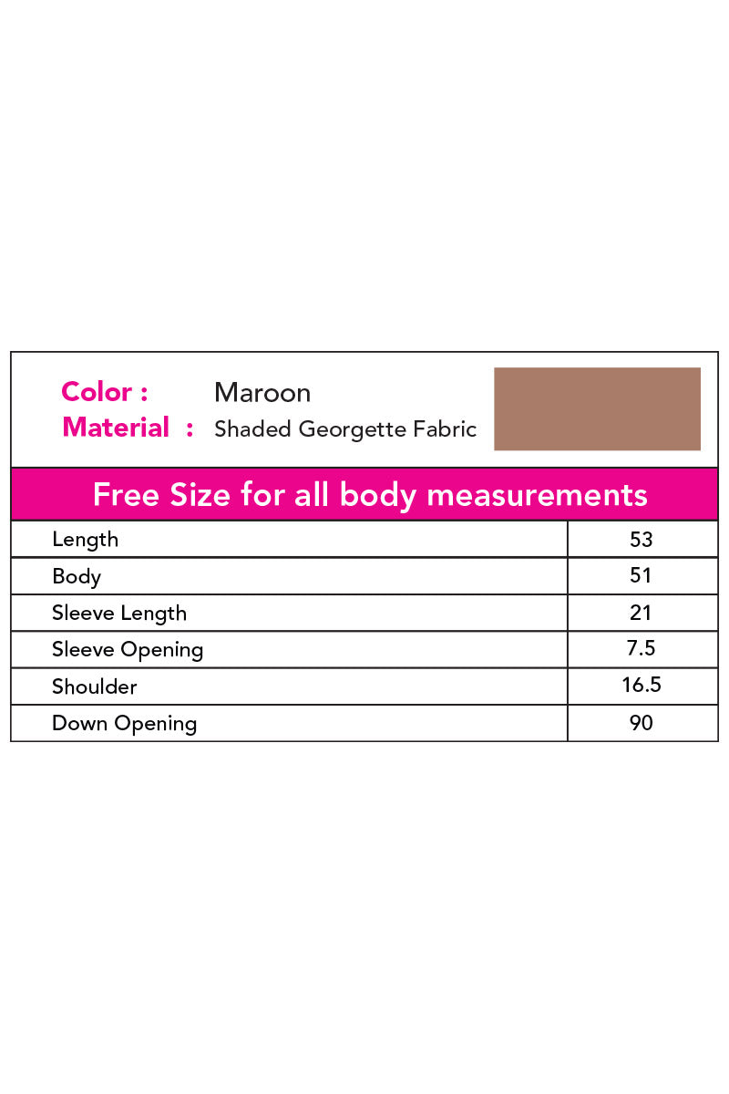 Hiba Maroon shaded georgette fabric Shrug Women 0723 000202 - showstopperbd.com