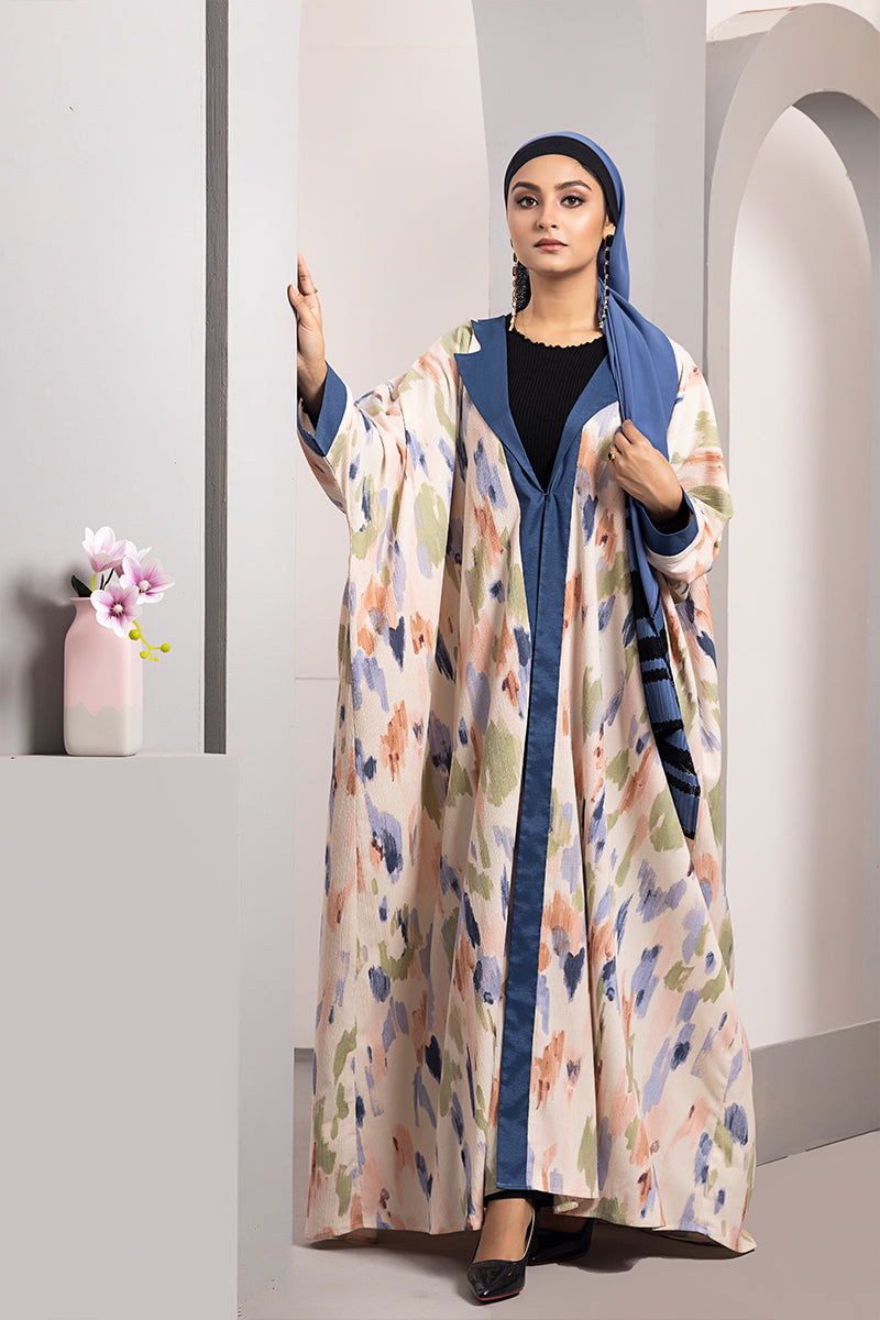 Hiba Off White Texture Georgette Abaya Women 0223 000148 - showstopperbd.com