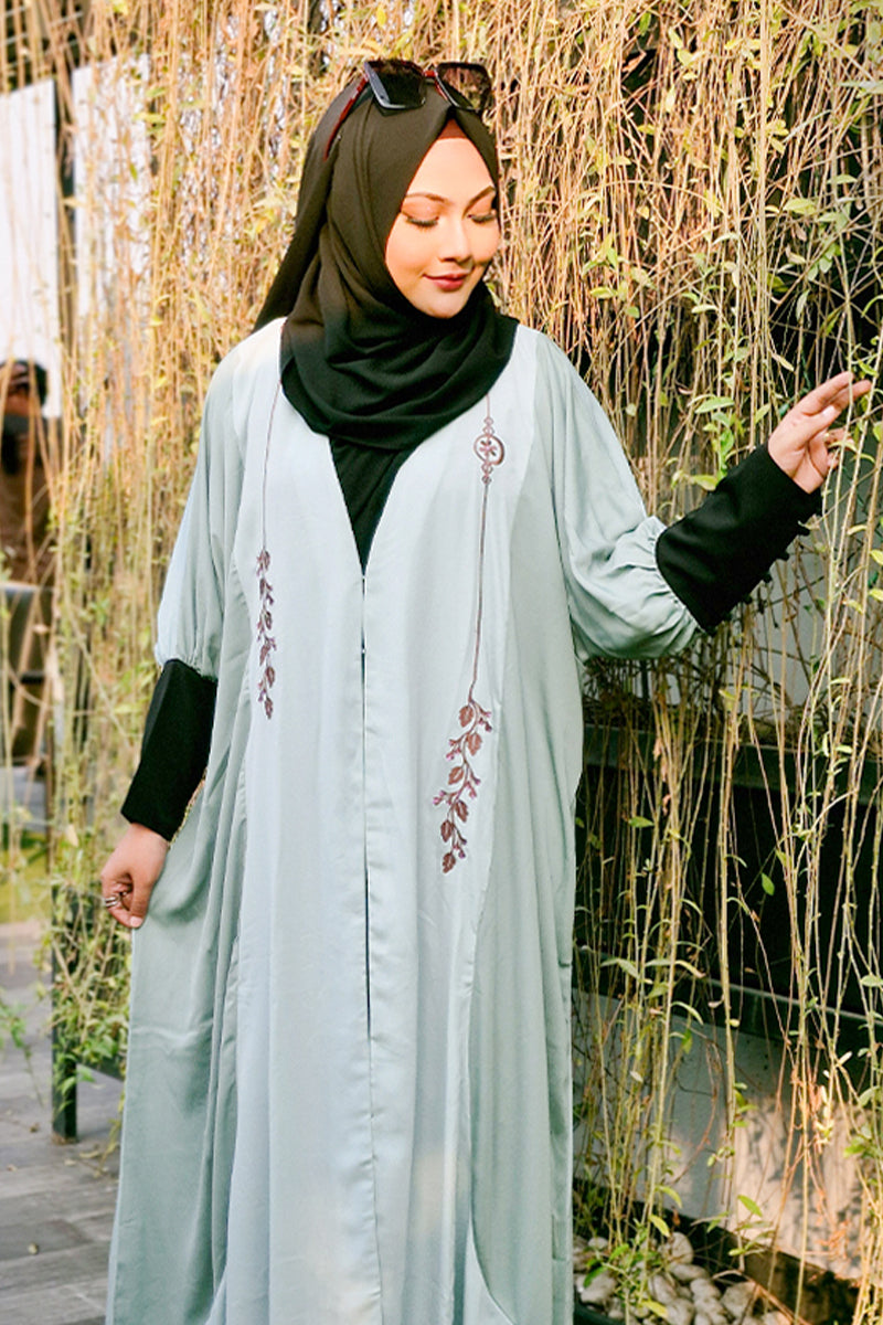 Hiba Pastel Pistachio Cherry Georgette Abaya Women 1223 000288