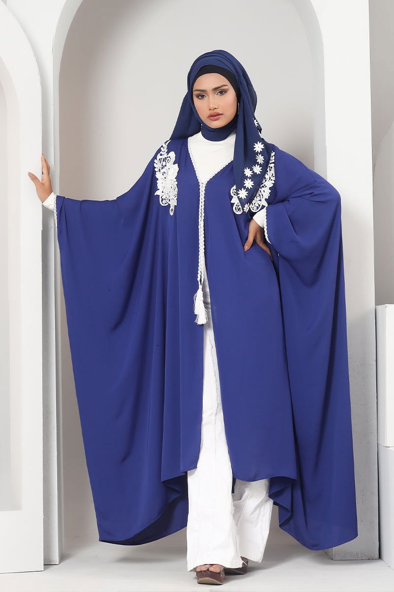 Hiba Royel Blue Cherry Georgette Abaya Women 1122 000061 - showstopperbd.com
