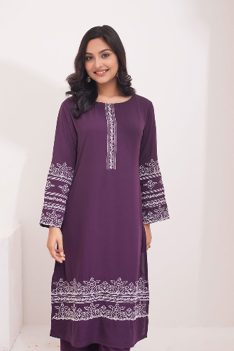 Showstopper Dark Purple Cashmilon Fabric Kurti Set Women 1122 000075