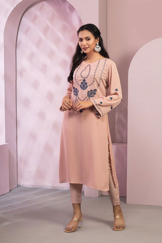 Showstopper Baby Pink Cherry Georgette Kurti Women 0223 000127 - showstopperbd.com