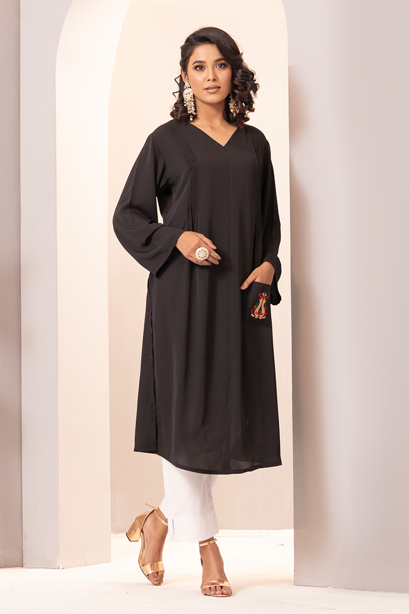 Showstopper Black Cherry Georgette Kurti Women 1223 000295 - showstopperbd.com