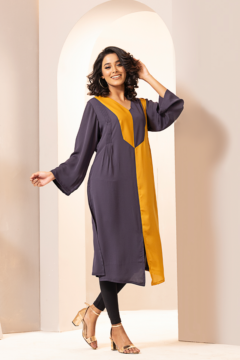 Showstopper Dark Ash Cherry Georgette Kurti Women 1223 000293 - showstopperbd.com