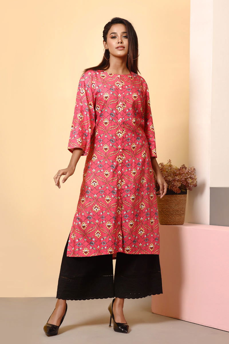 Showstopper Fuchsia Pink Cotton Kurti Women 0523 000160 - showstopperbd.com