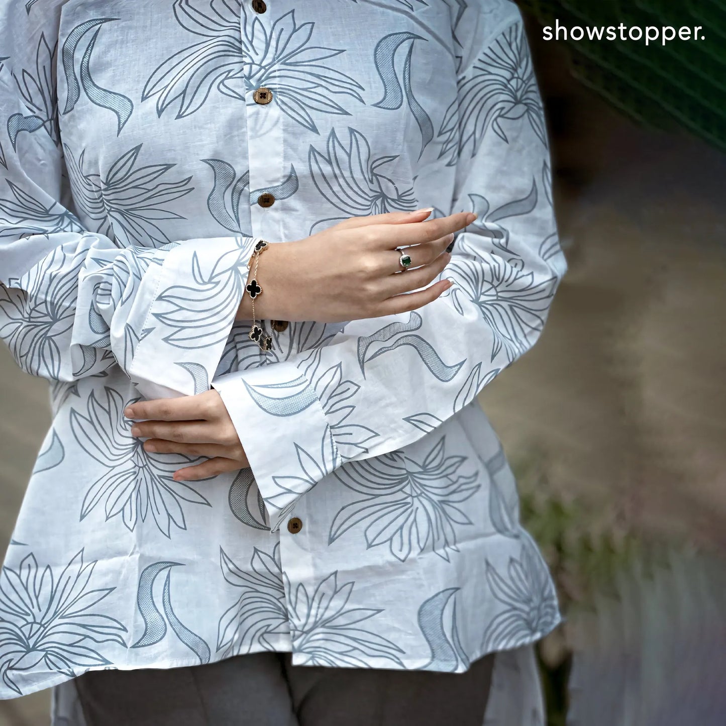 Showstopper White Printed High Low Shirt Woman 1024 000334