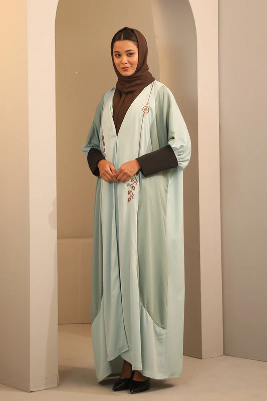 Hiba Pastel Pistachio Cherry Georgette Abaya Women 1223 000288