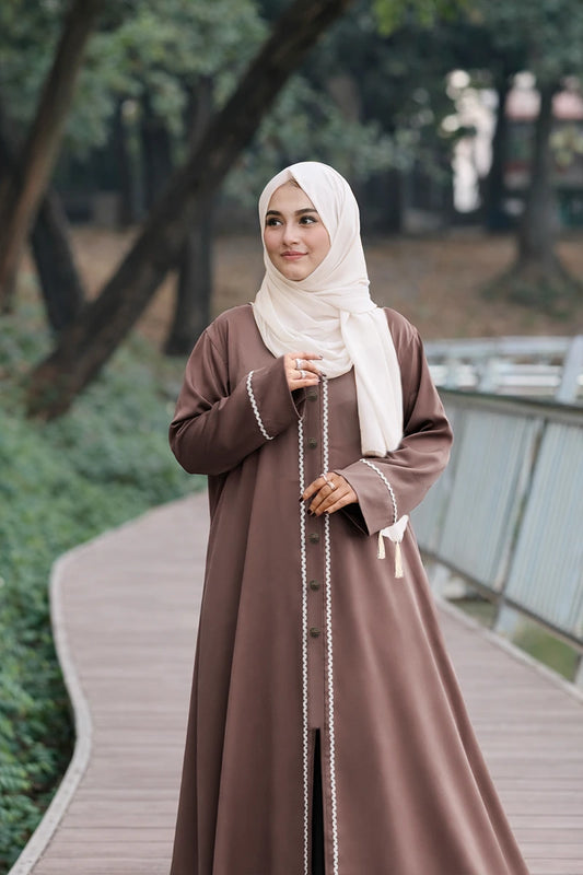Coffee Silk Abaya+ Hijab (Combo) 0226 000465