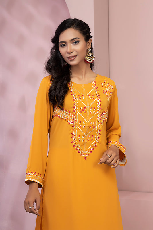 Showstopper Musturd Yellow Cherry Georgette Kurti Women 0223 000136