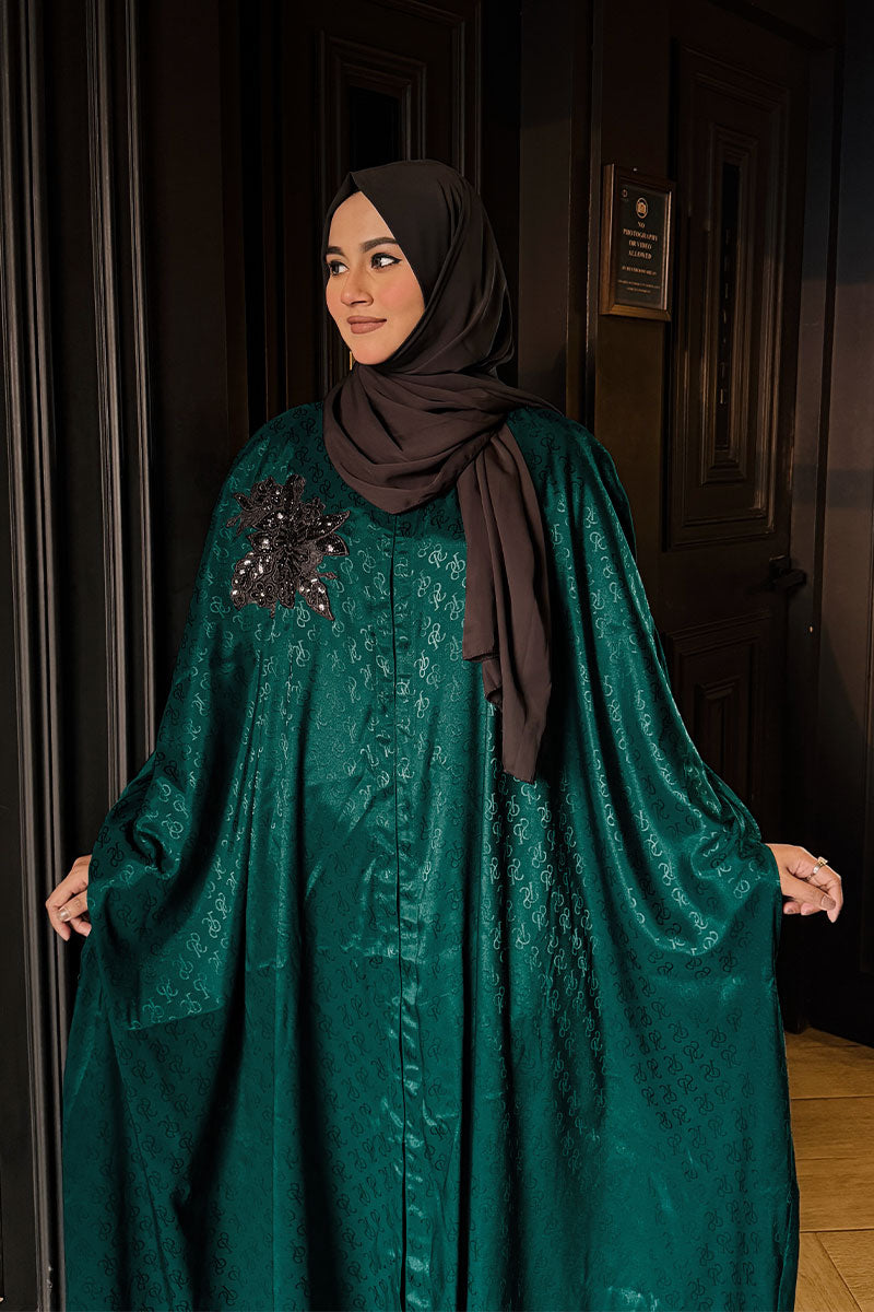 Emerald Jacquard Pocket sleeve Abaya 1225 000453
