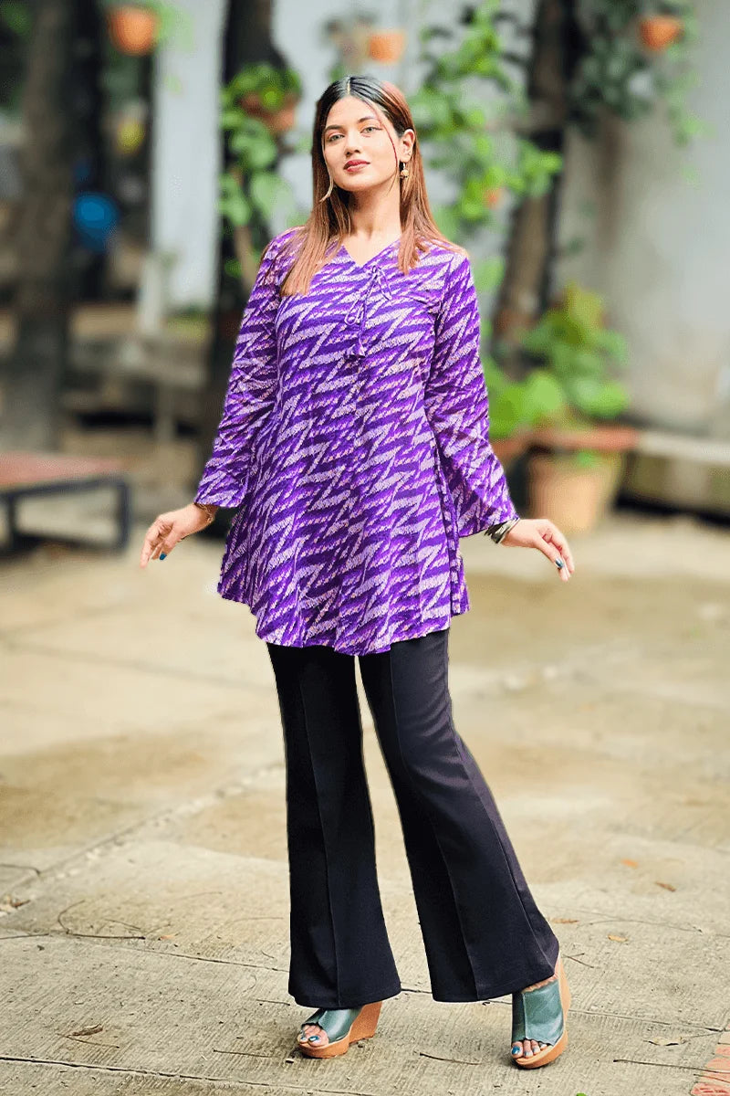 Showstopper Violet Wave Loose Fitted Tops 0525 000400