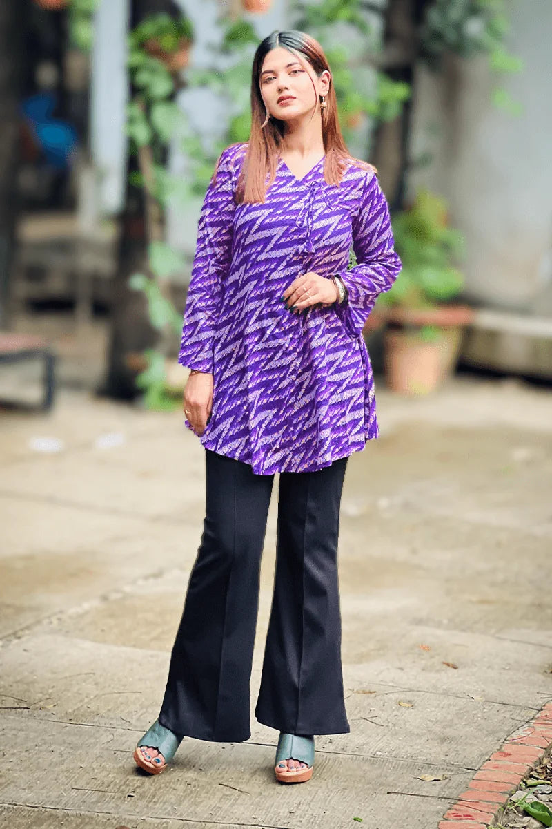 Showstopper Violet Wave Loose Fitted Tops 0525 000400