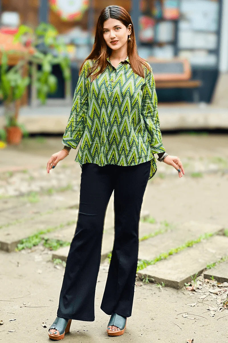 Showstopper Zigzag Bloom Loose Fitted Tops 0525 000407