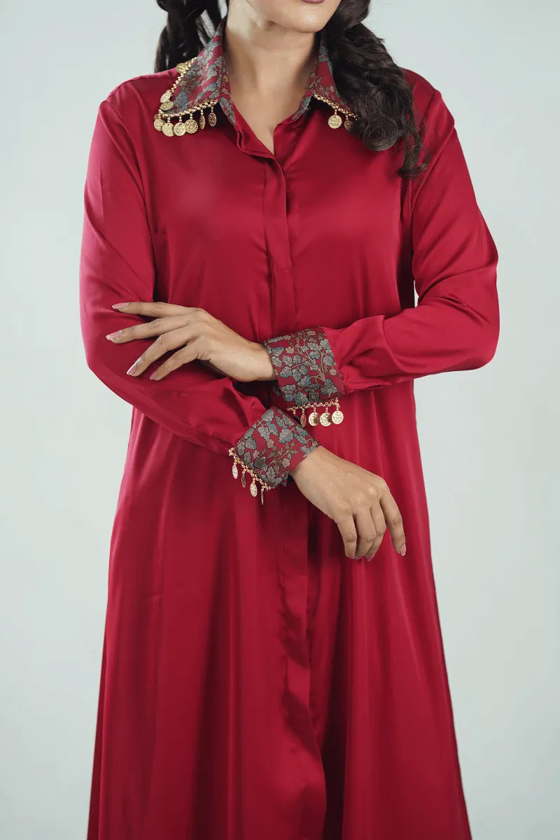 Showstopper Maroon Majesty Silk Co-ord 0125 000380