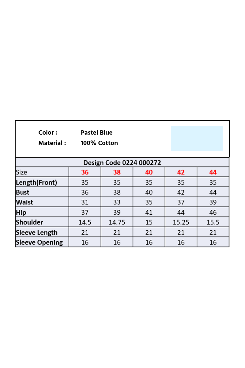 Showstopper Pastel Blue Cotton Kurti Women 0224 000272