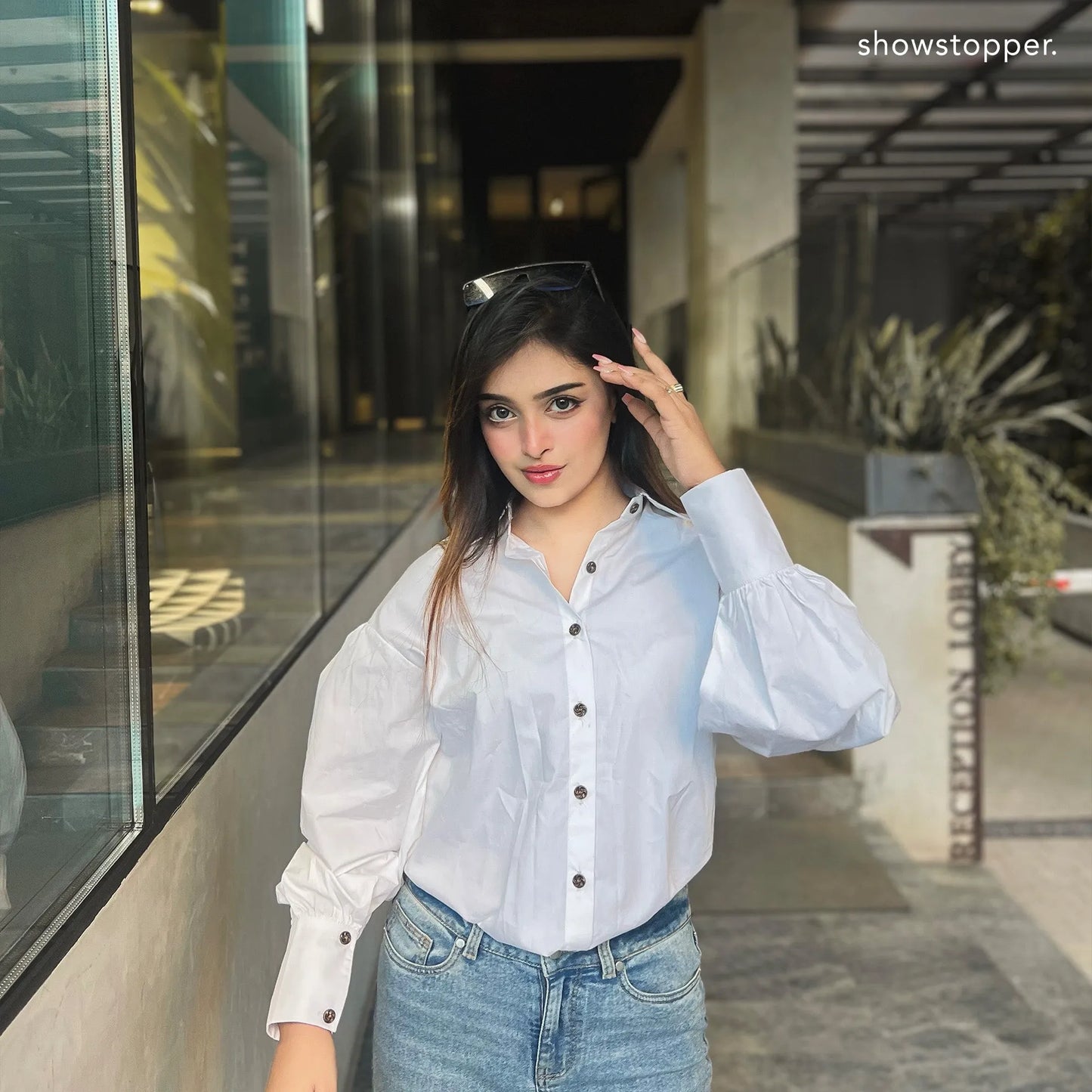 Showstopper White Drop Shoulder Shirt Woman 1024 000336