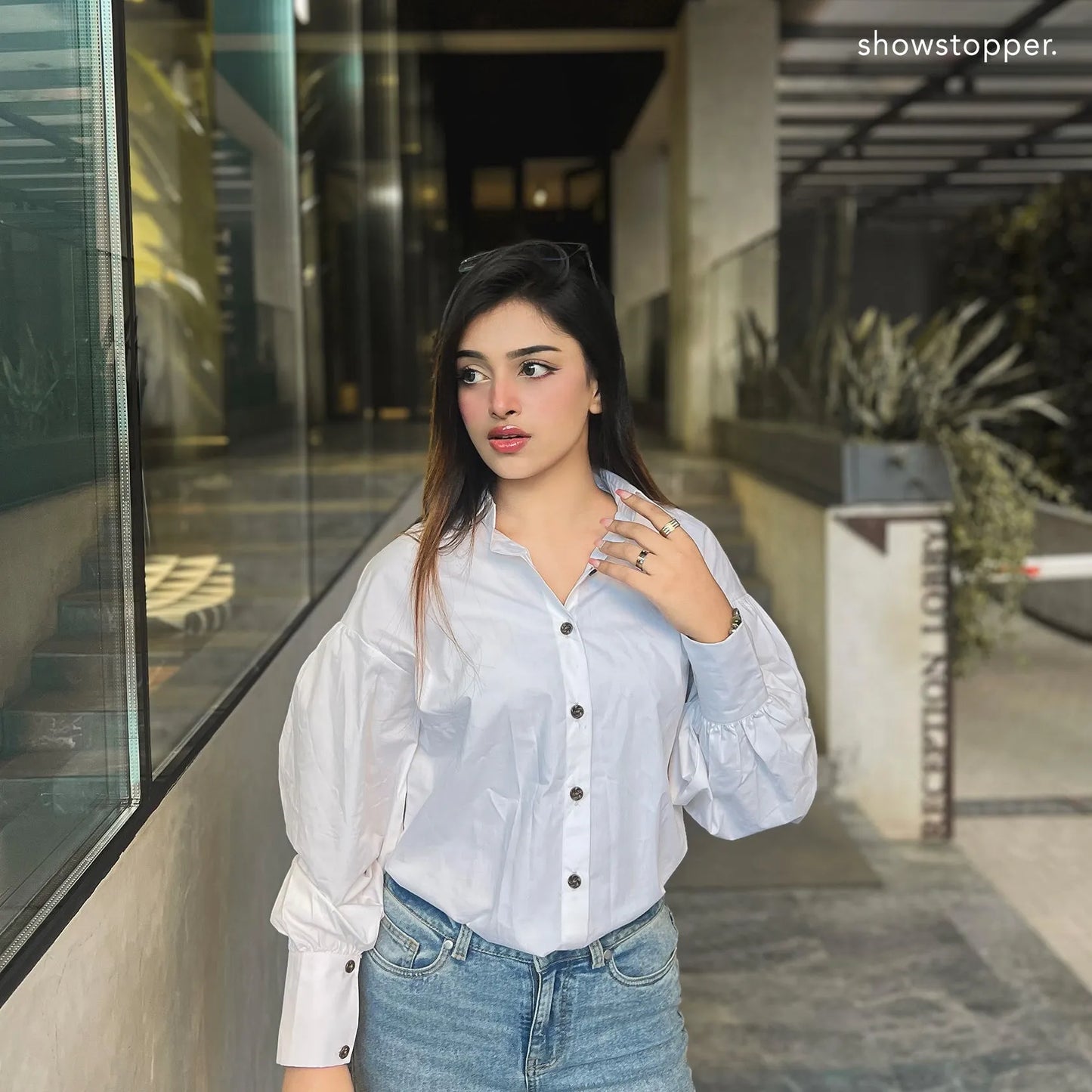 Showstopper White Drop Shoulder Shirt Woman 1024 000336