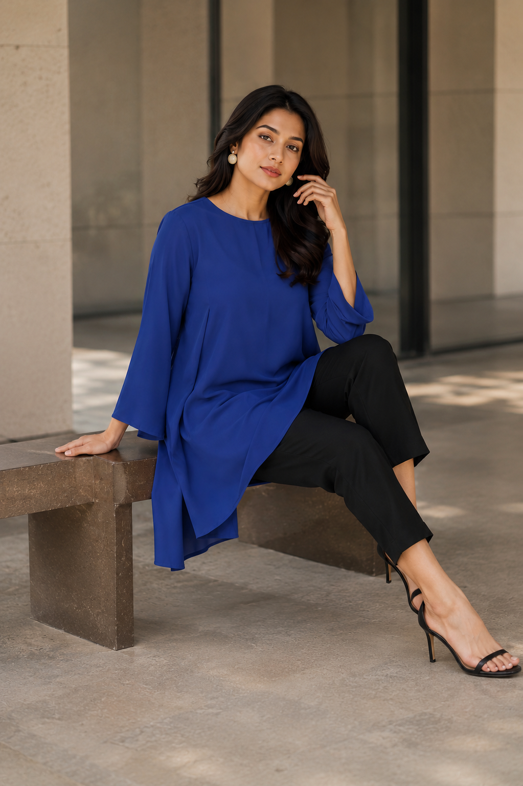 Showstopper Royal blue Cherry Georgette Straight top Women 0724 000332