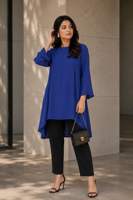 Showstopper Royal blue Cherry Georgette Straight top Women 0724 000332