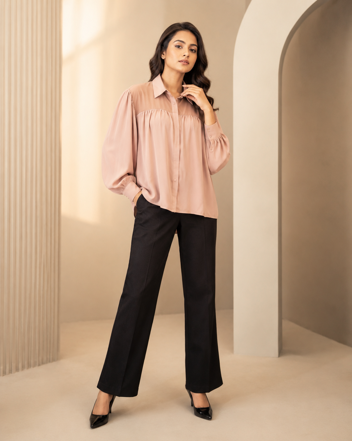Showstopper Mauve Cherry Georgette Shirt Women 1223 000281