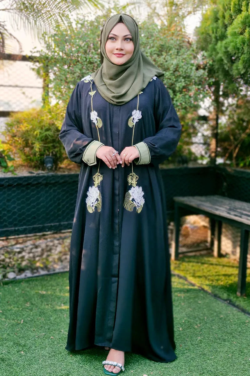 Hiba Black Cherry Georgette Abaya Women 0224 000251