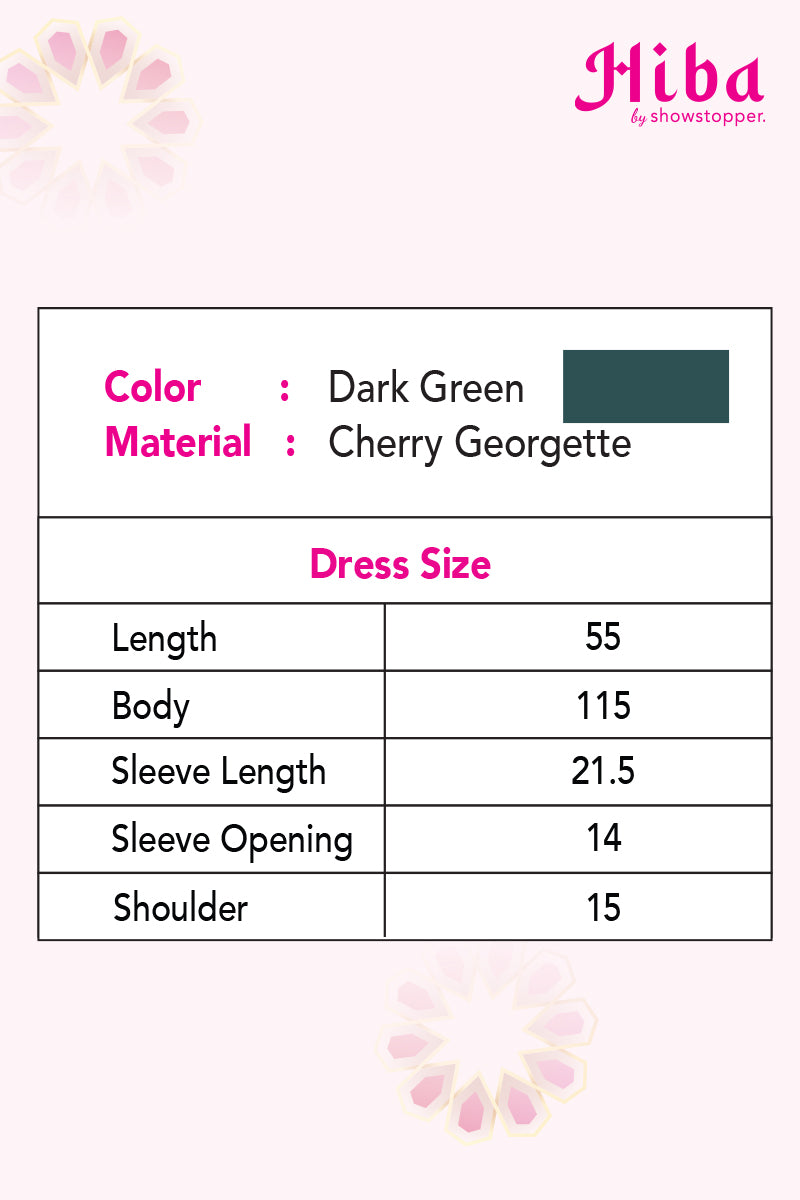Hiba Dark Green Cherry Georgette Abaya Women 0223 000150 - showstopperbd.com