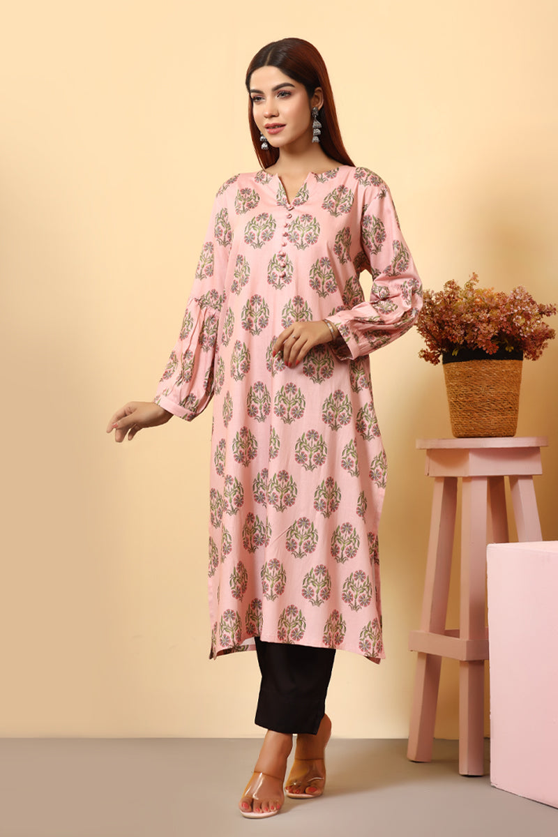 Showstopper Peach Cotton Kurti Women 0523 000173