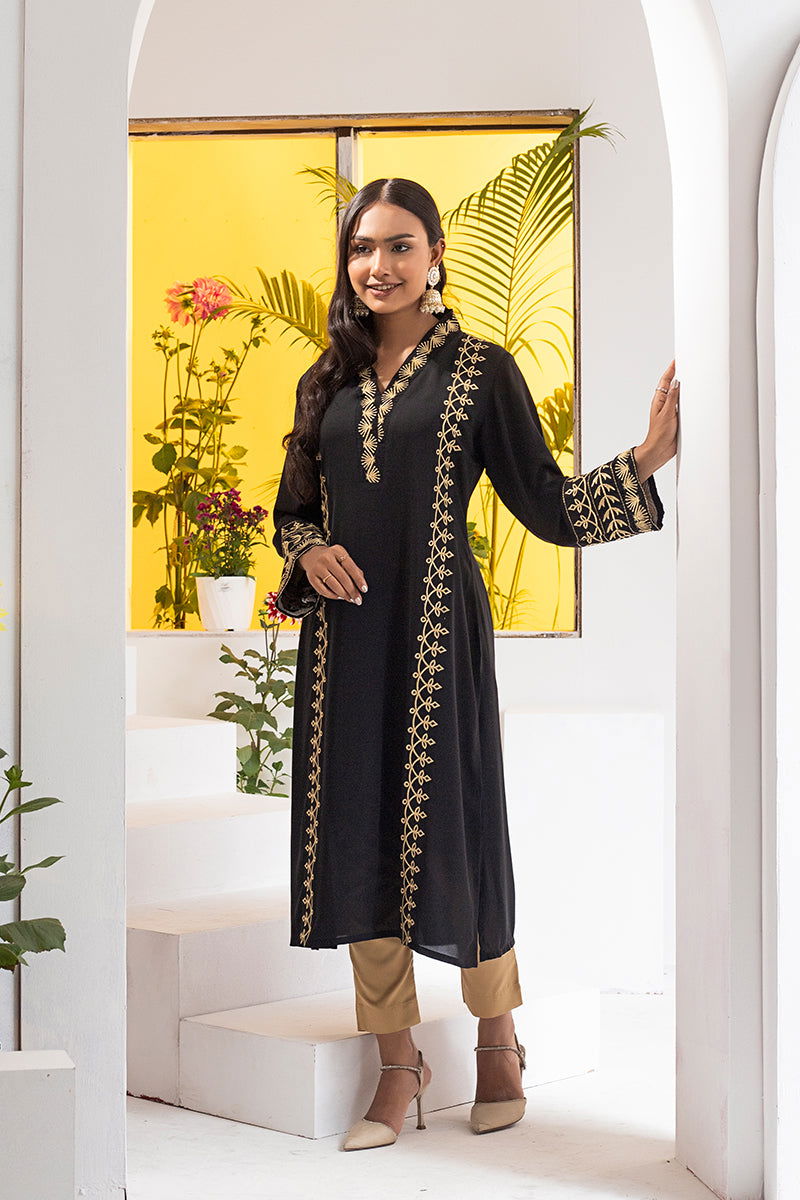 Showstopper Black Cherry Georgette Kurti Women 1122 000068 - showstopperbd.com