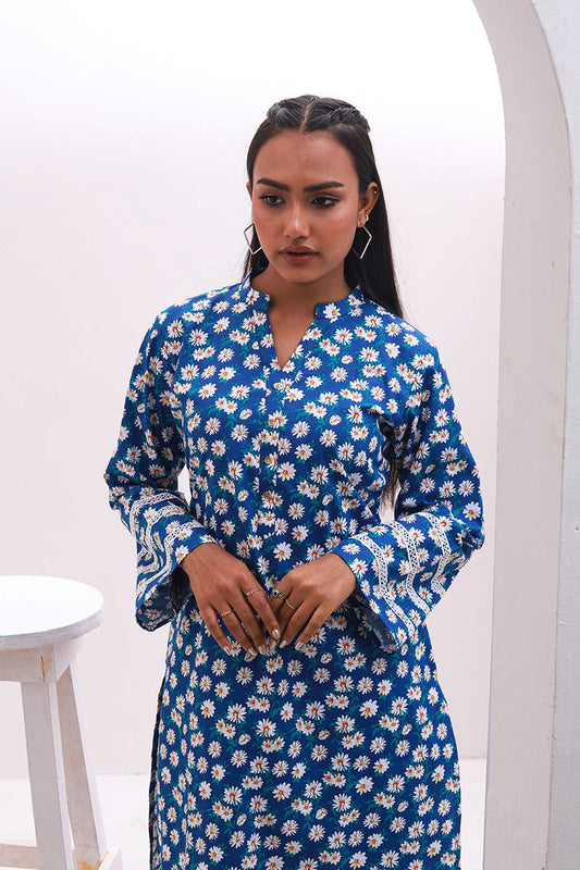 Showstopper Blue Printed Premium Cotton Co-Ord Set Women 1222 000106 - showstopperbd.com