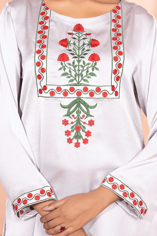 Showstopper Light Ash Crepe Silk Kurti Women M17 - showstopperbd.com