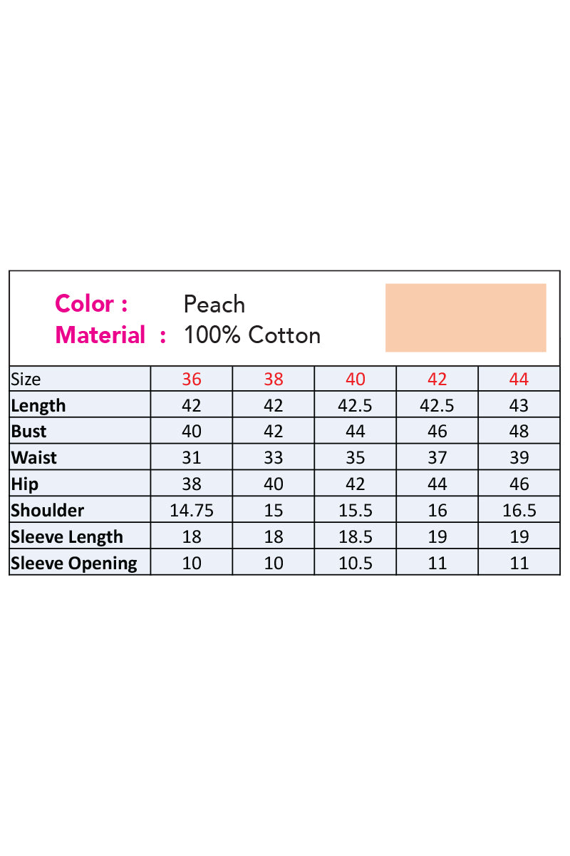 Showstopper Peach Cotton Kurti Women 0523 000173