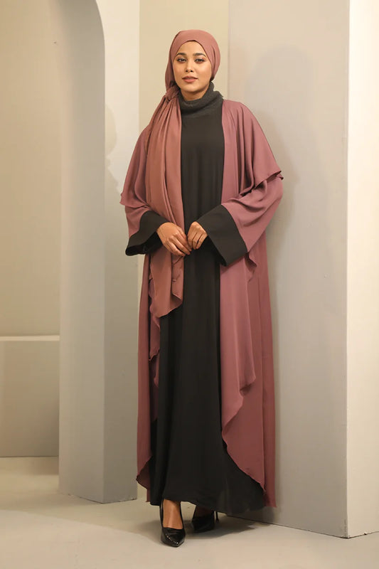 Hiba Mauve Cherry Georgette Abaya Women 1223 000287