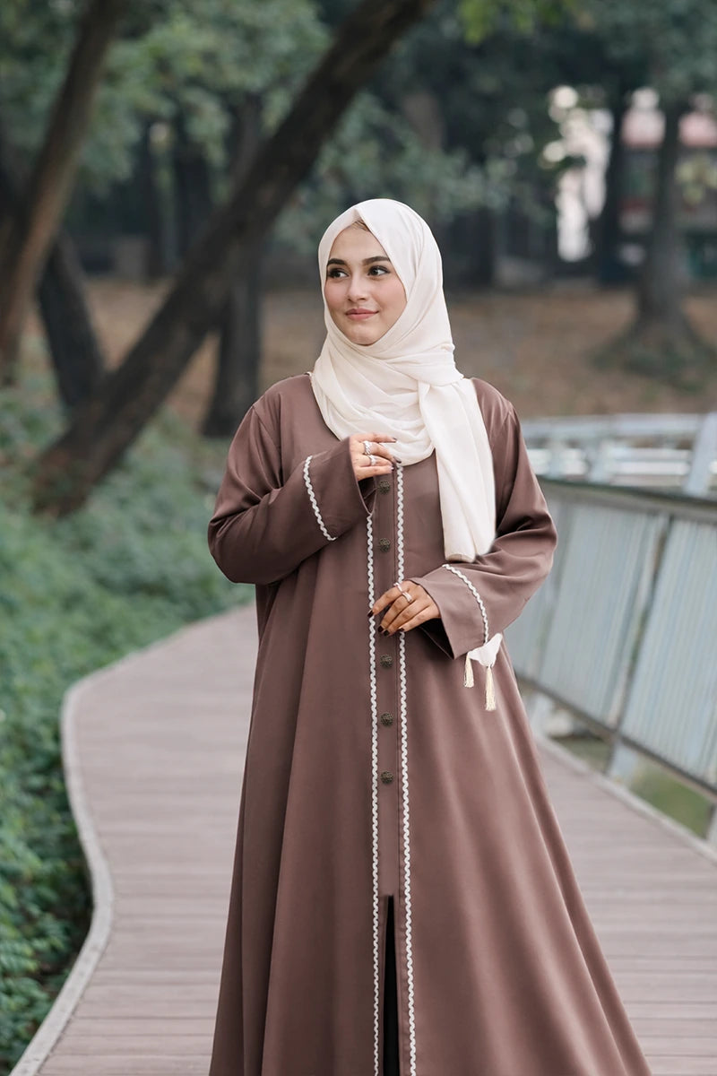 Coffee Silk Abaya+ Hijab (Combo) 0226 000465