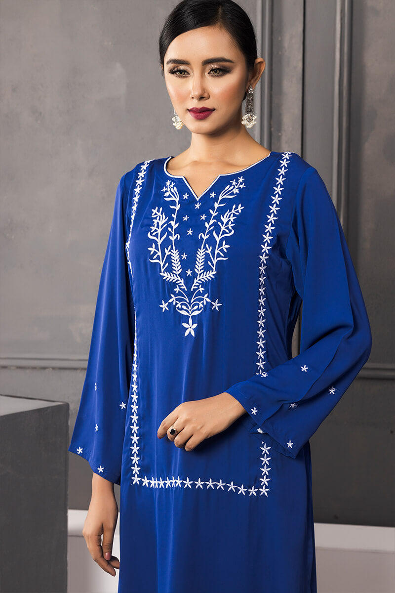 Showstopper Royal Blue Cherry Georgette Kurti Women J09